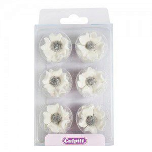 Culpitt Zuckerdekoration Anemonen Weiß 12/Pkg