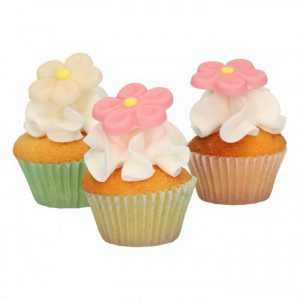 FC Marzipan Dekorationen Margeriten Set Weiß/Rosa