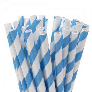 HoM Cake Pops Straws -Stripes Sky Blue- pk/20
