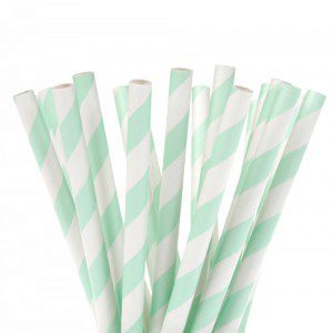 HoM Cake Pops Straws -Stripes Mint- Pkg/20