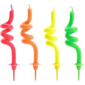 PartyDeco Geburtstagskerzen Curl Mix 8 cm pk/4