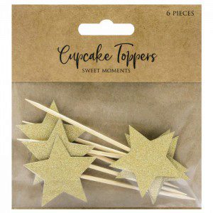 PD Cupcake Topper Sterne - Gold 6-teilig
