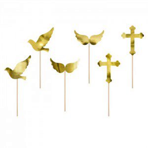 PartyDeco Cupcake Topper 1. hl. Kommunion Set 6-teilig