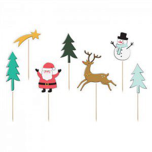 PartyDeco Cake Topper Weihnachten Set 4-teilig