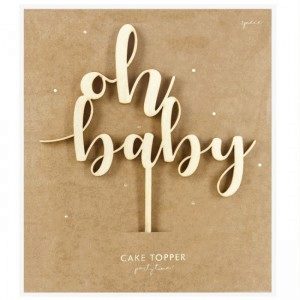 PartyDeco Holz Cake Topper "Oh Baby"