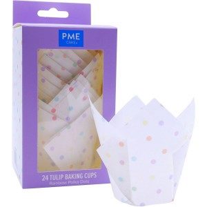 PME Tulpen Muffinförmchen Regenbogen Tupfen Pk/24