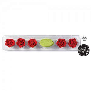 PME Red Five Roses & Leaves Pkg/5