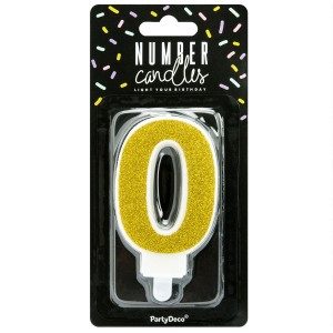PartyDeco Geburtstagskerze Nummer 0 - Gold
