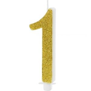 PartyDeco Geburtstagskerzen Nummer 1 - Modern Gold