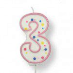 PME Large Candle Pink Number 3 - Kerze