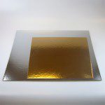 FC Tortenunterlagen in gold / silber, 3 Stück, 25 cm, Quadrat