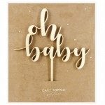 PartyDeco Holz Cake Topper "Oh Baby"